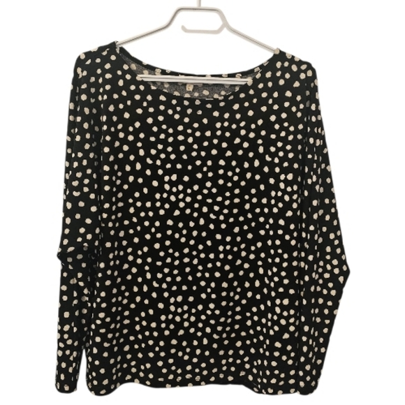 Laura Tops - Black and White Laura Long Sleeve Dot Print Top
